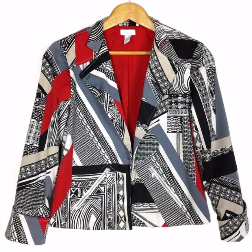 Chico’s Color Block Abstract Print Blazer Jacket - image 1